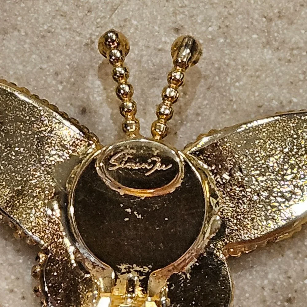 RARE HAUTE COUTURE DESIGNER SIMAN TU BUTTERFLY CRYSTAL GOLD STATEMENT EARRINGS